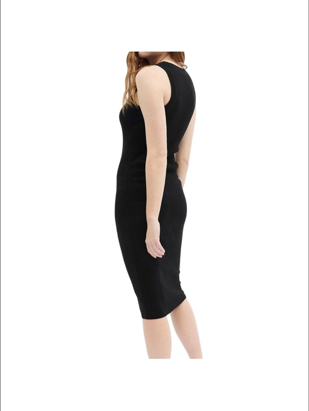 NWT GAP Ribbed Knit Sweater Tank Dress Mid Black Stretchy Size Medium